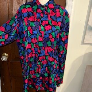 Vintage Colorful Geometric Button-Up Shirt
